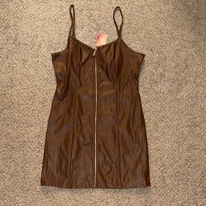 Brown-Leather Mini Dress Size Large
